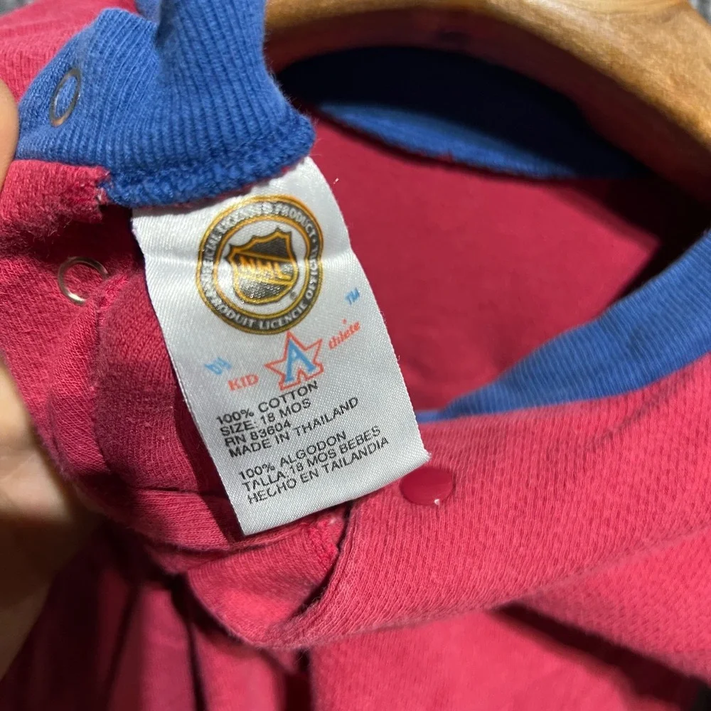 Vintage NHL Colorado Avalanche Romper Kids 18M Red Blue Hockey Embroidered Logo